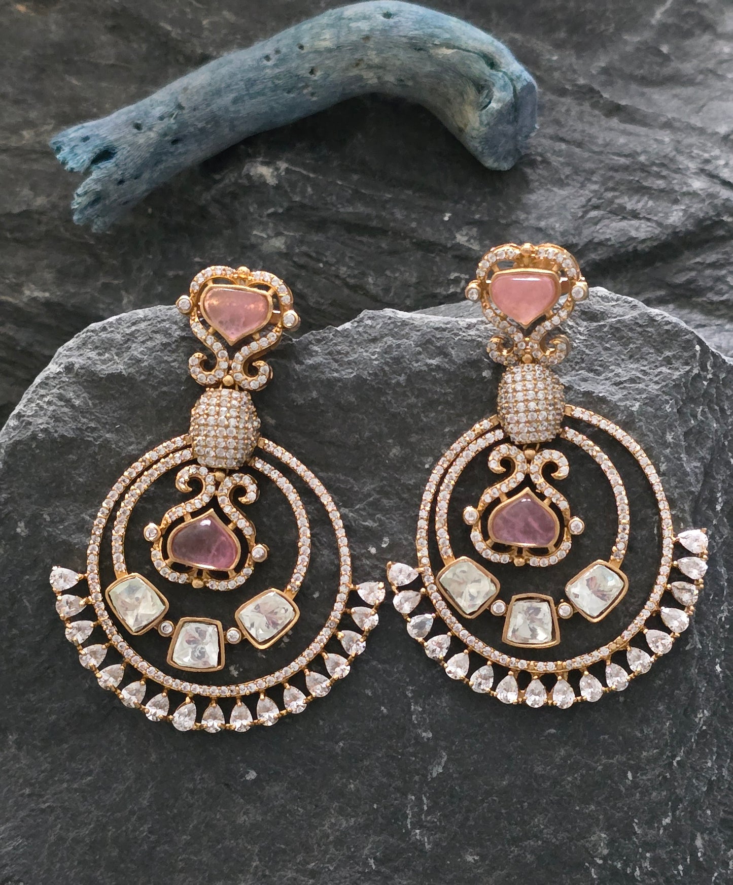 Blossom Moissanite and Doublet Stone Earrings