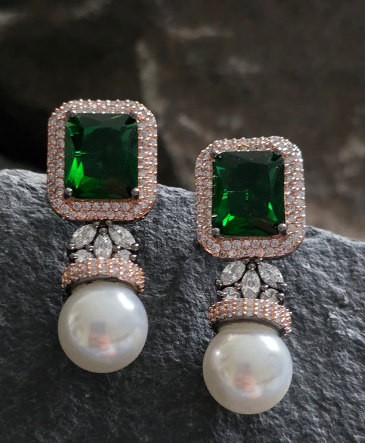 Sienna Crystal with Pearl Drop Earrings