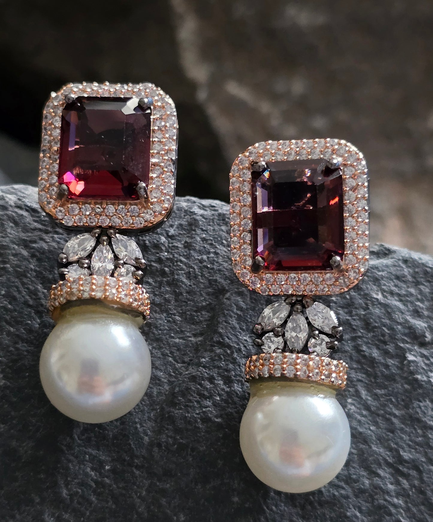 Sienna Crystal with Pearl Drop Earrings