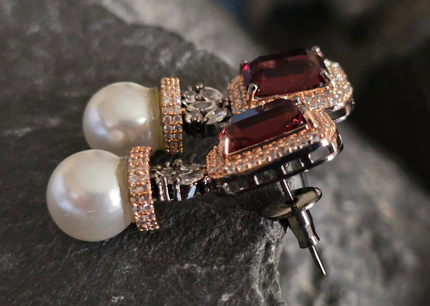 Sienna Crystal with Pearl Drop Earrings