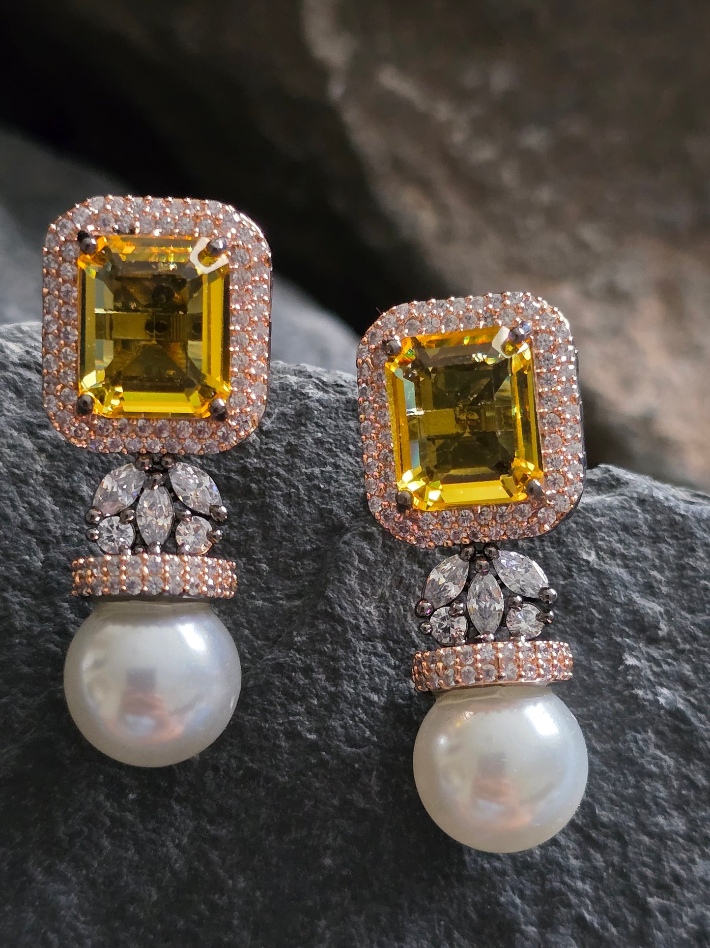 Sienna Crystal with Pearl Drop Earrings