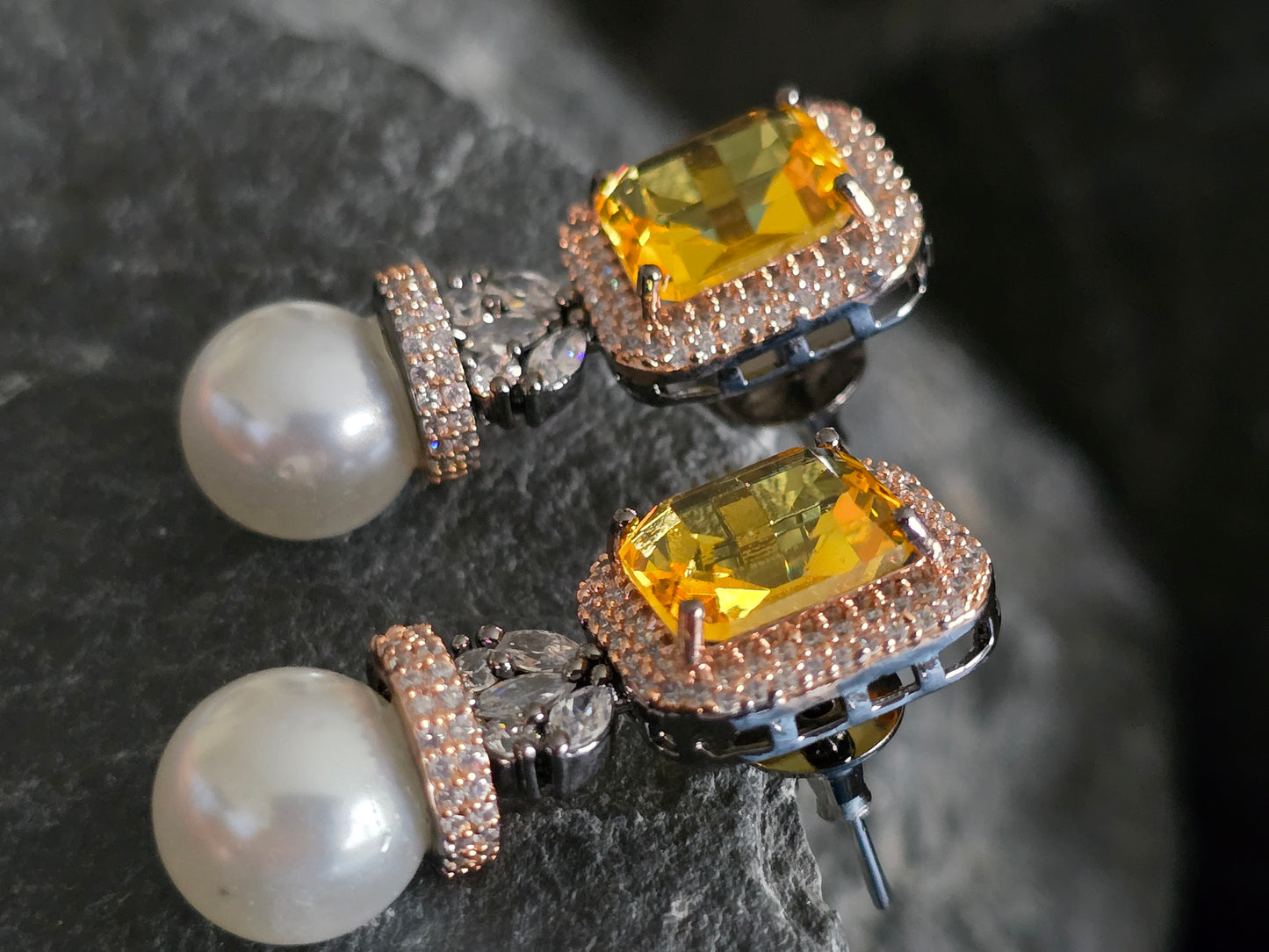 Sienna Crystal with Pearl Drop Earrings