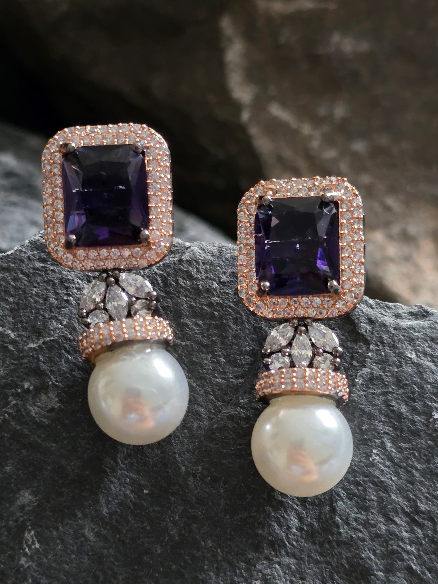 Sienna Crystal with Pearl Drop Earrings