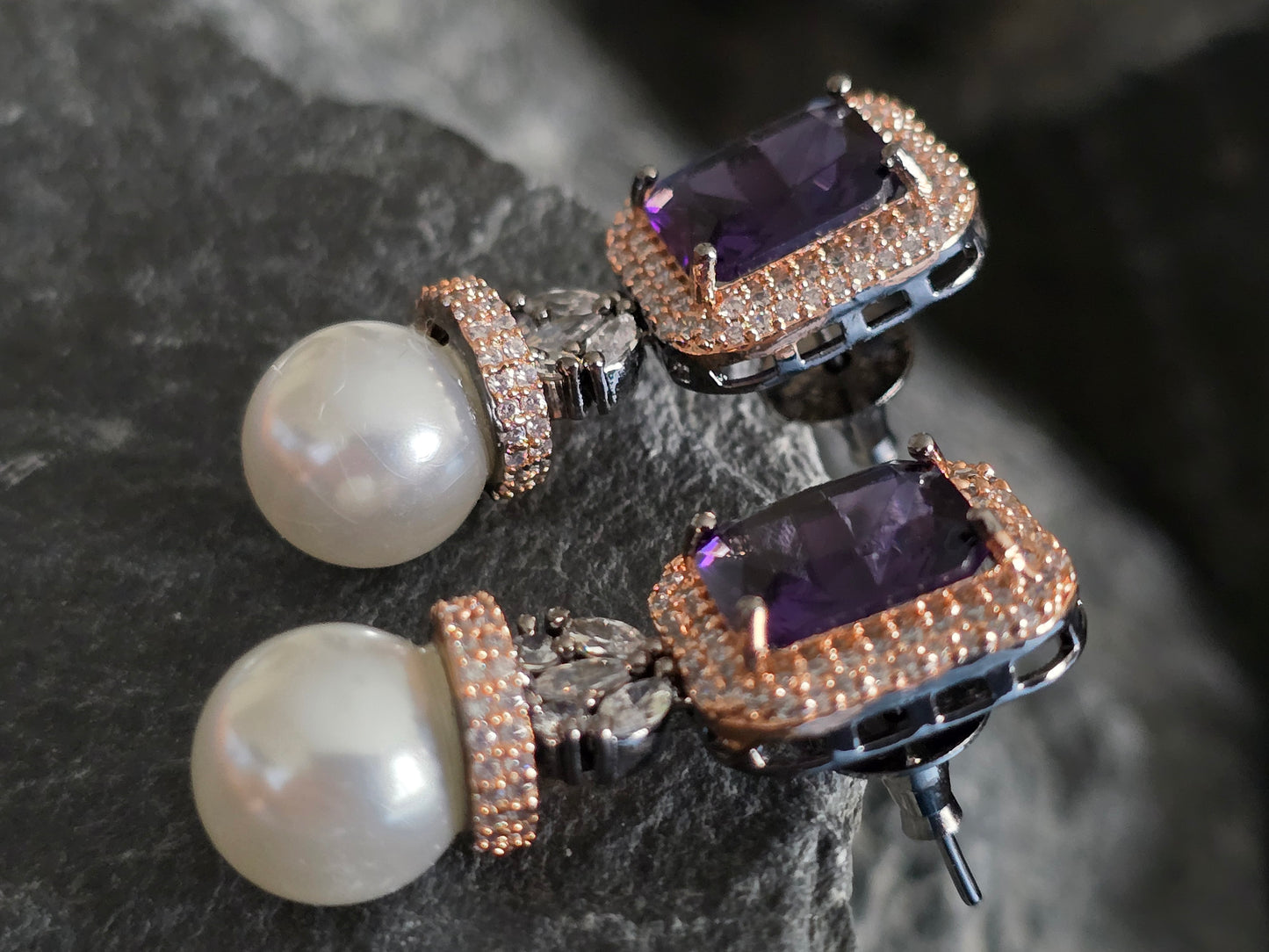 Sienna Crystal with Pearl Drop Earrings