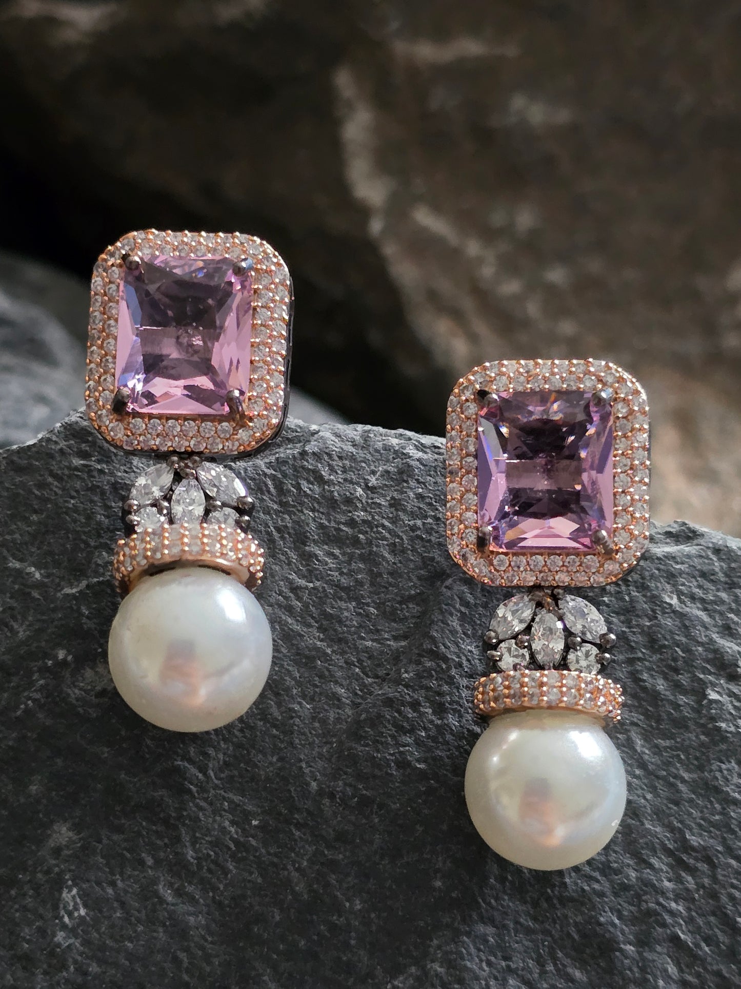 Sienna Crystal with Pearl Drop Earrings