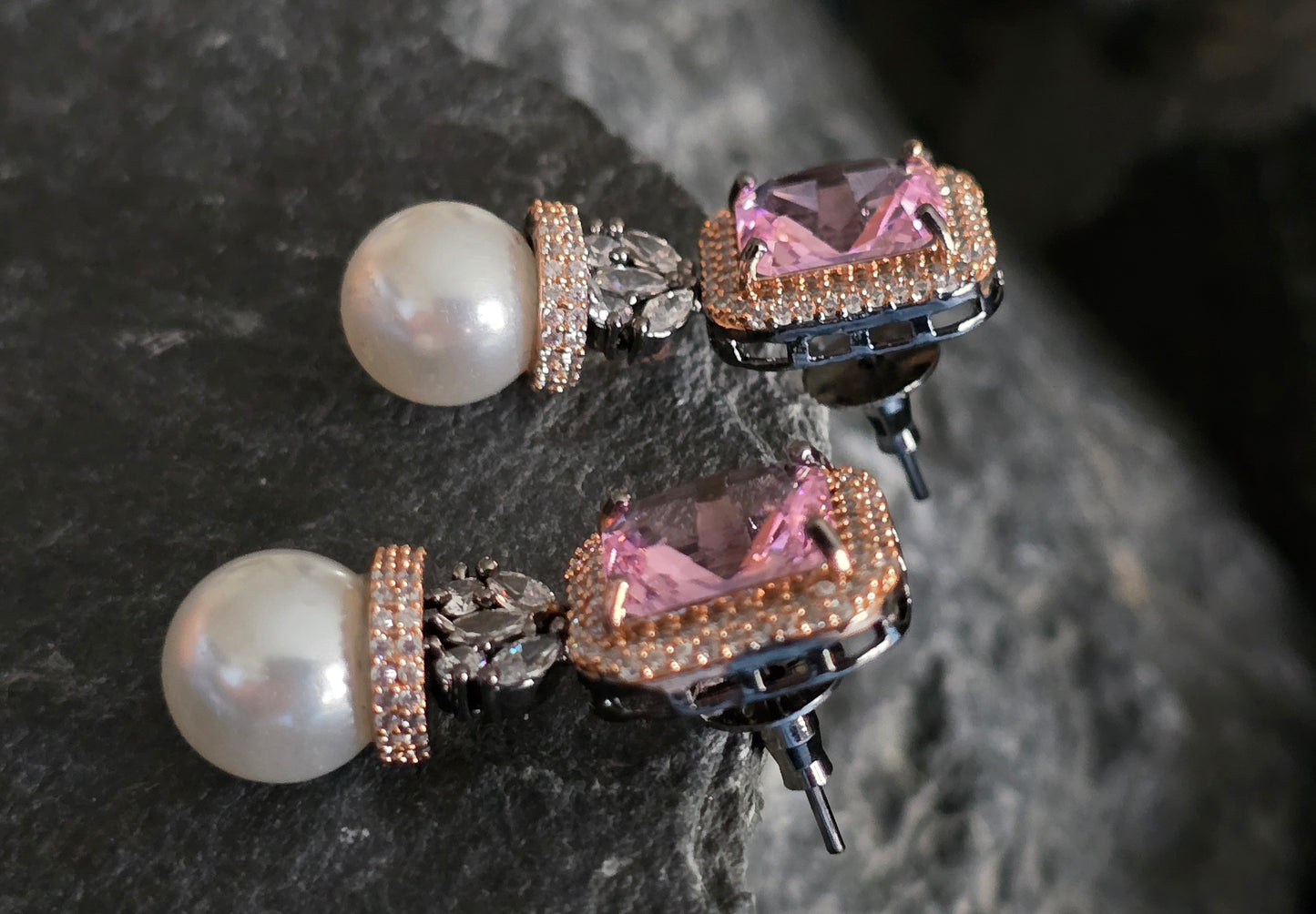 Sienna Crystal with Pearl Drop Earrings