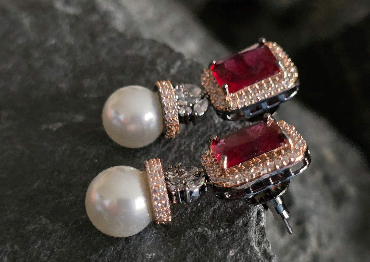 Sienna Crystal with Pearl Drop Earrings