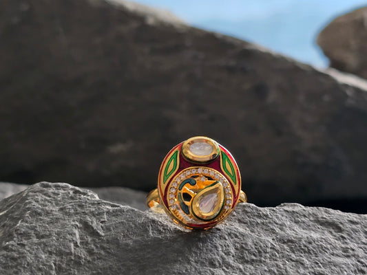 Eva Kundan Adjustable Ring