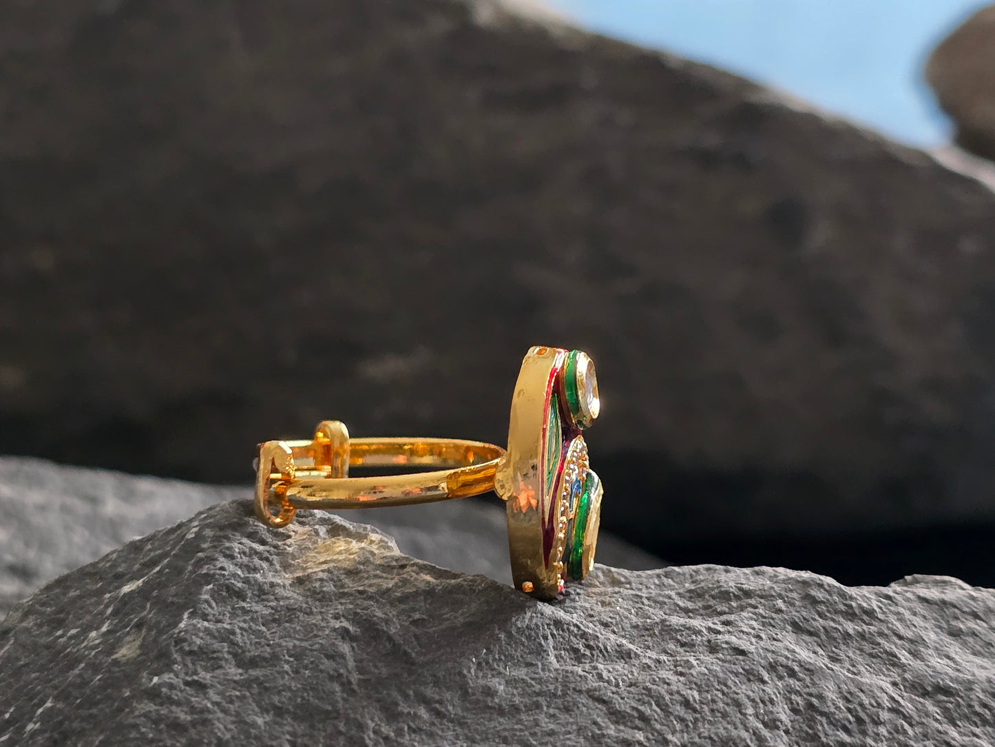 Eva Kundan Adjustable Ring