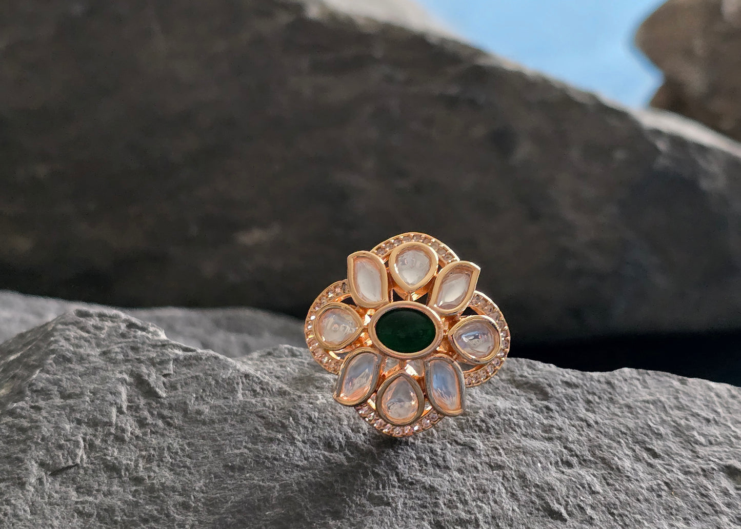 Eliza Kundan Adjustable Ring