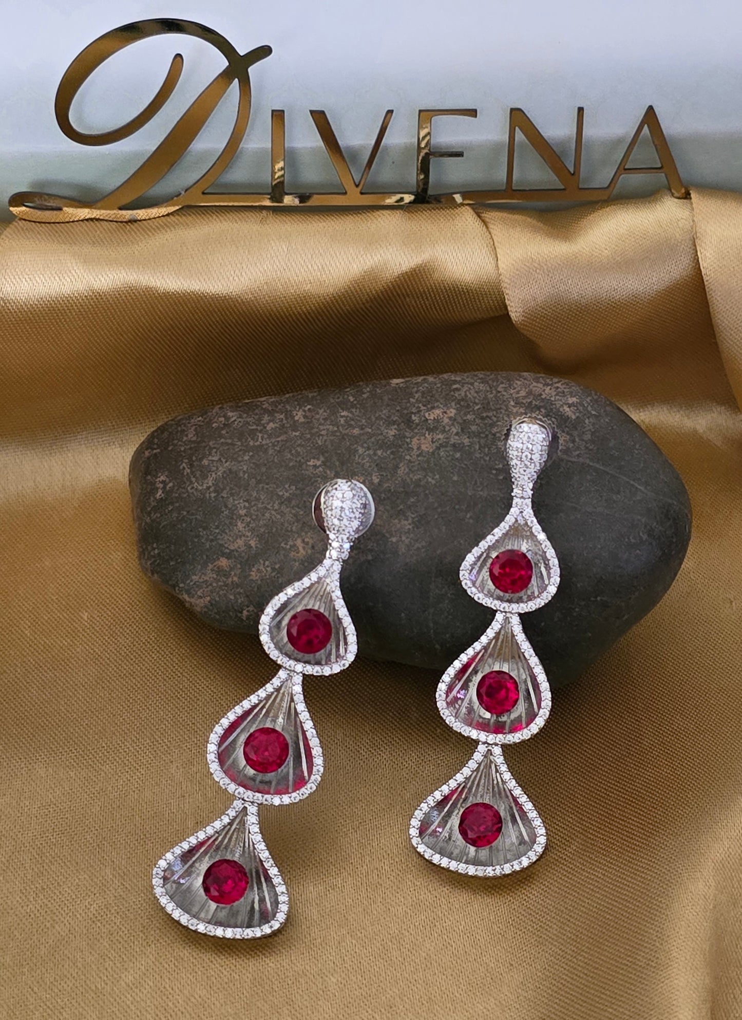 Sophia Three Tier Crystal Drop Earrings