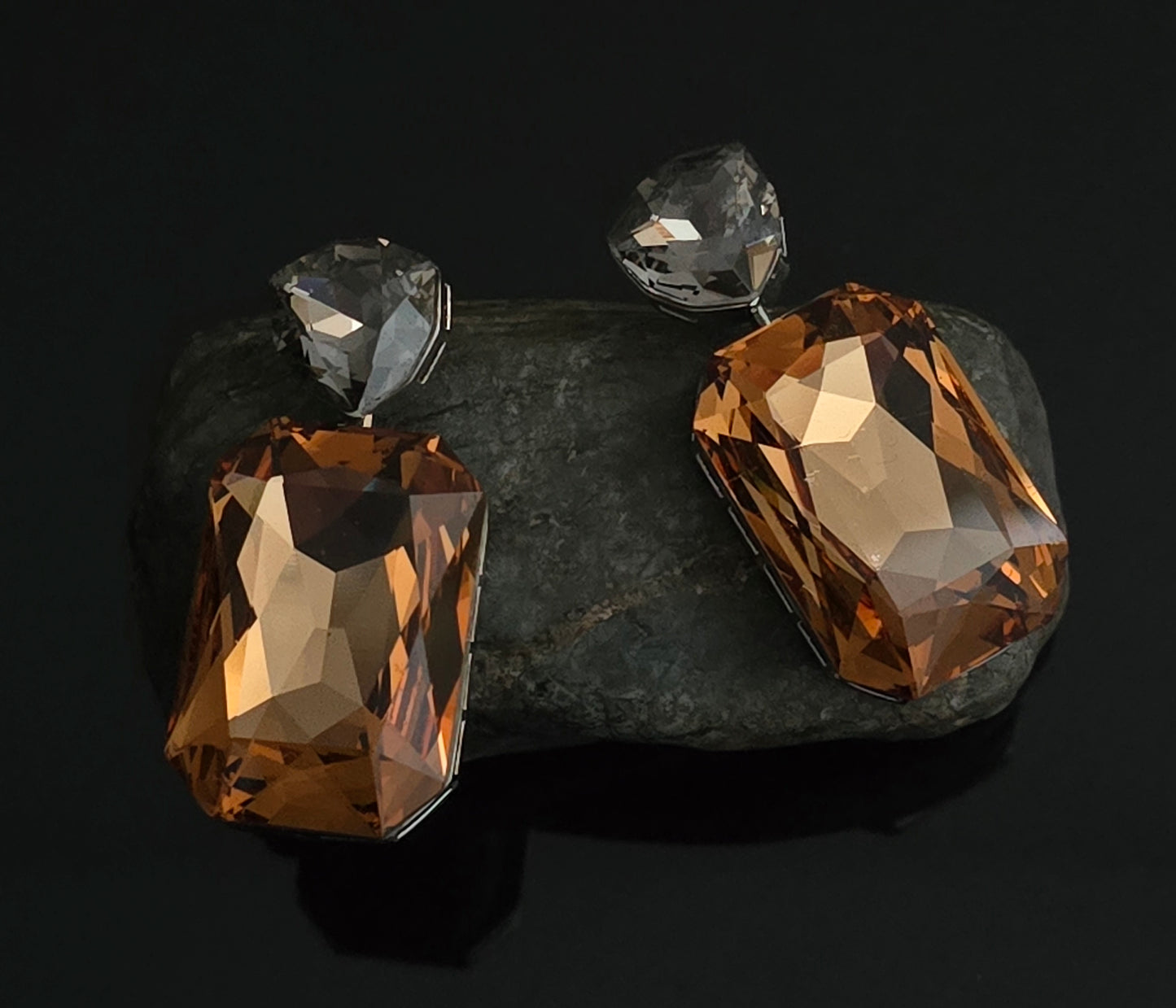 Darcy Dual Tone Large Octagon Crystal Dangle Earrings