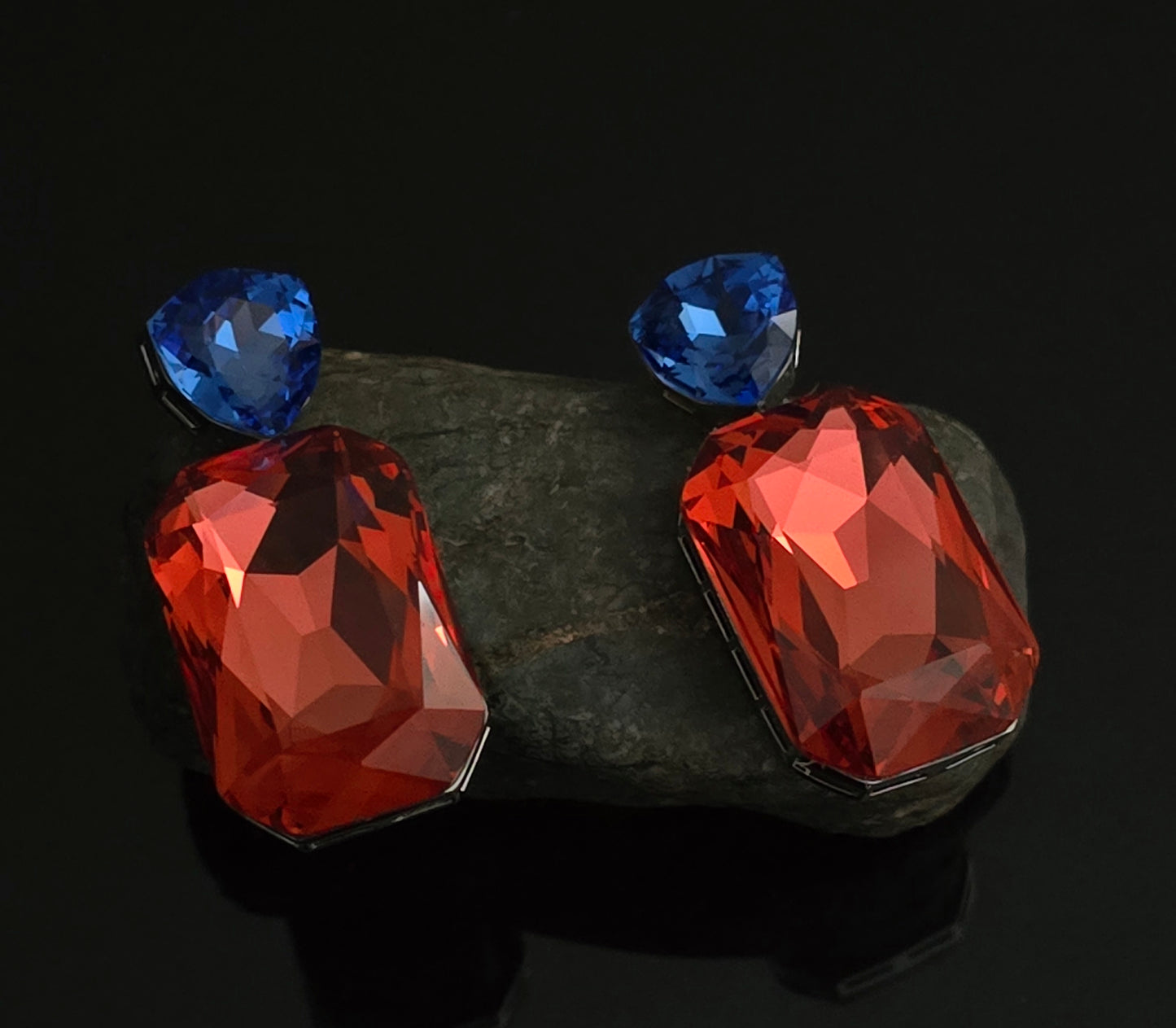 Darcy Dual Tone Large Octagon Crystal Dangle Earrings