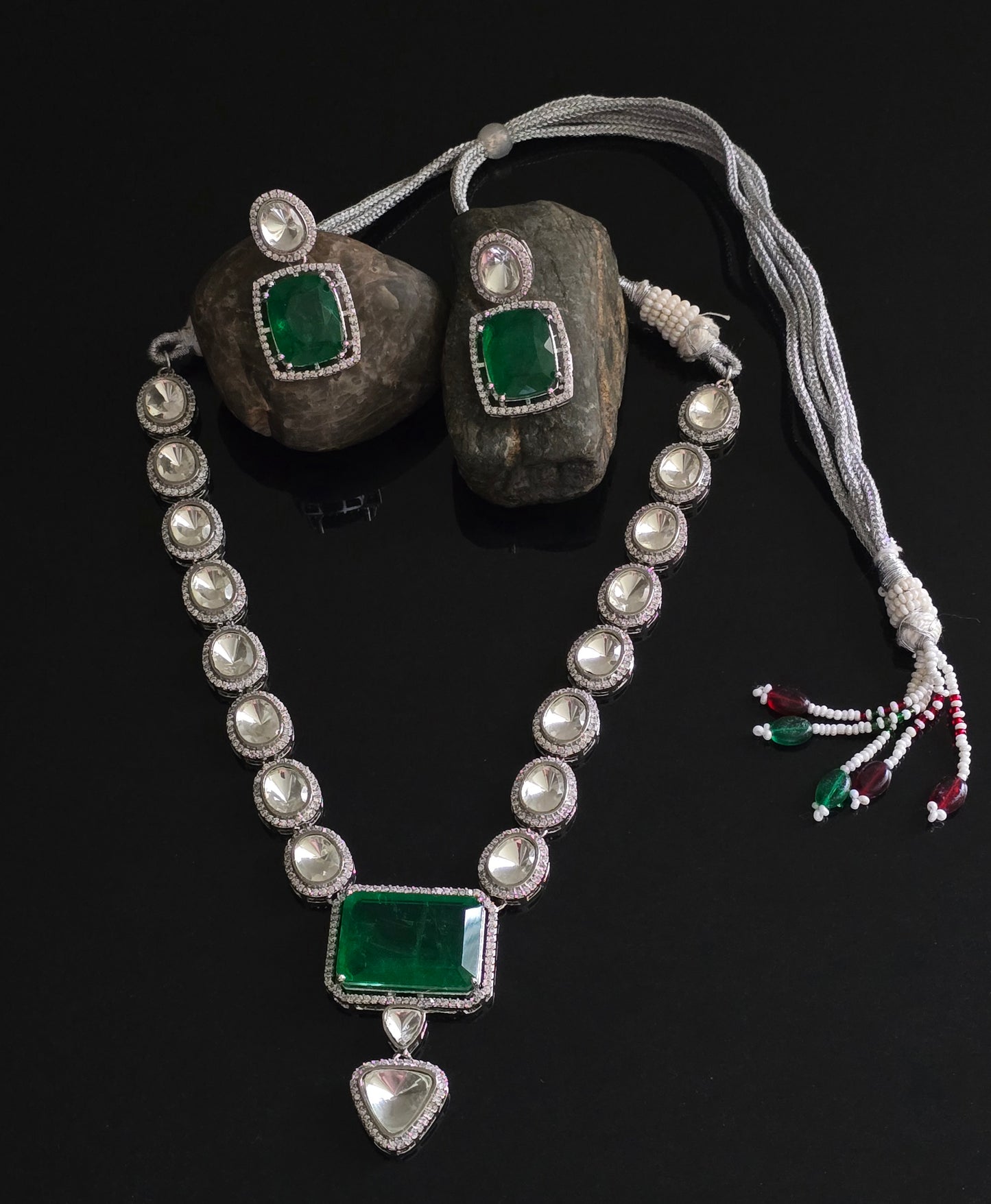 Amirah Uncut Polki Necklace set with Doublet Stone