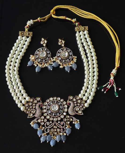 Daphne Victorian Pearl & Moissanite Necklace Set