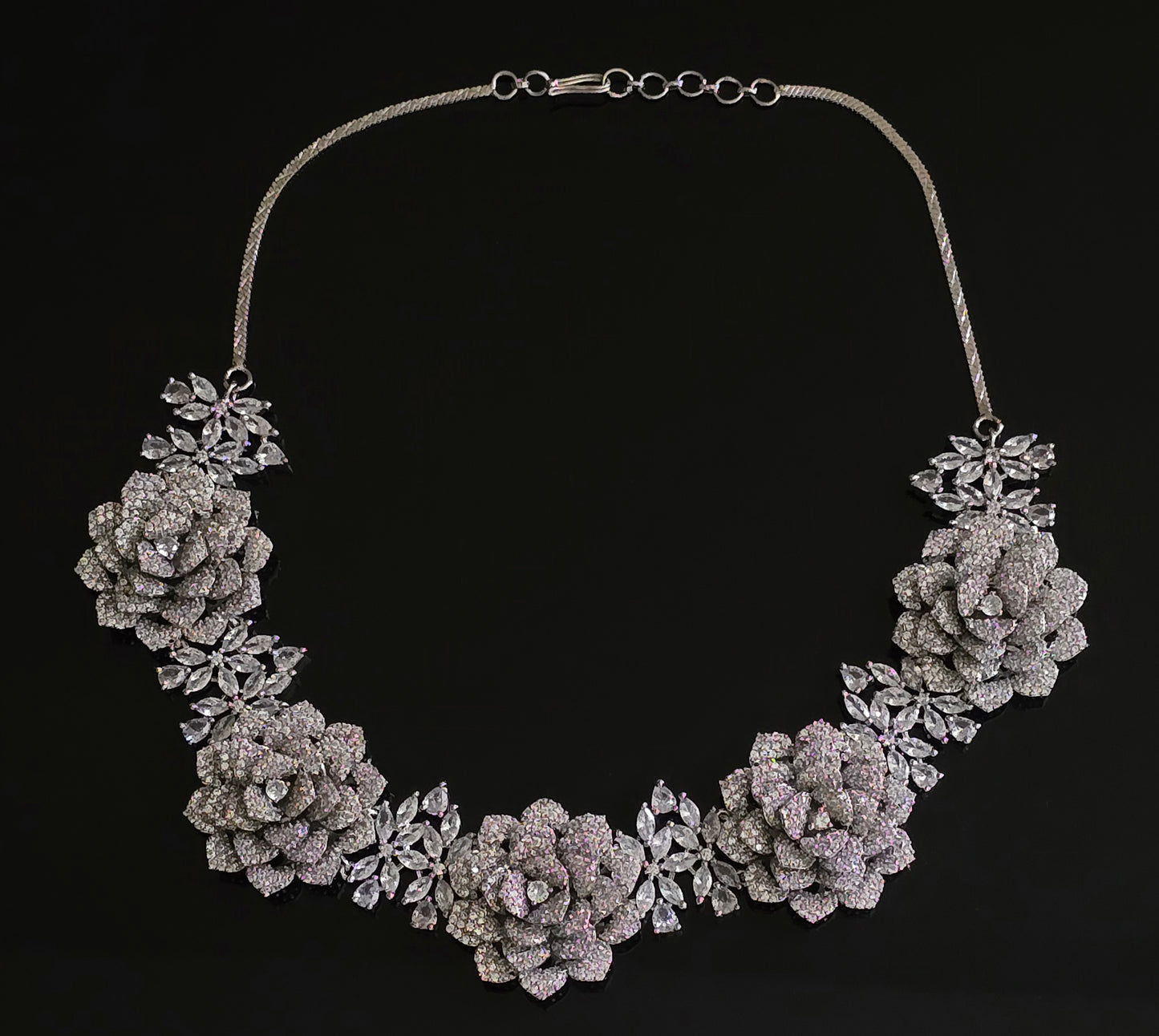 Floral CZ Diamond Necklace Set