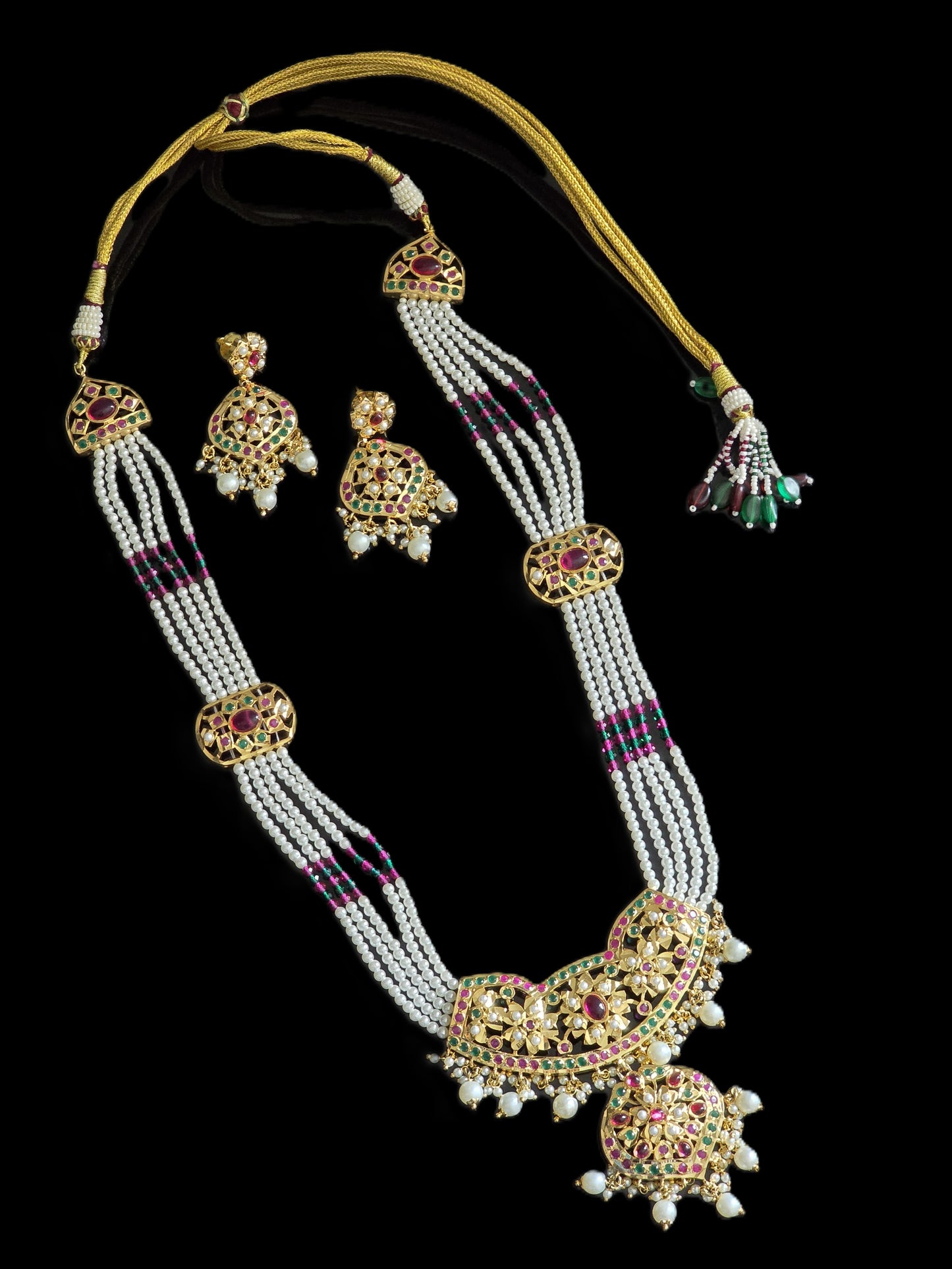 Anna Hyderabadi Long Jadau Pearl Necklace Set