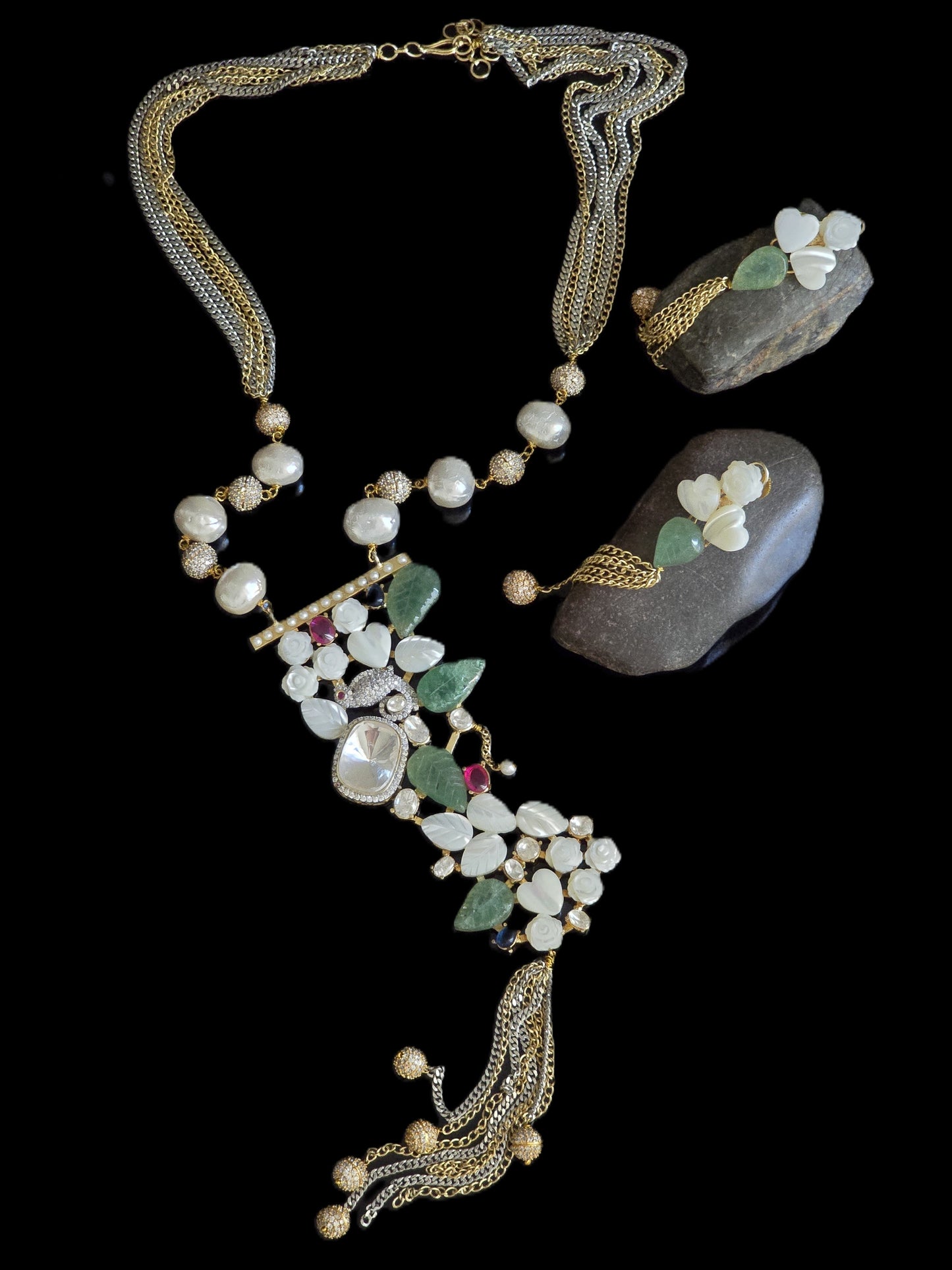 Briony Mother of Pearl Fusion Long Necklace Set