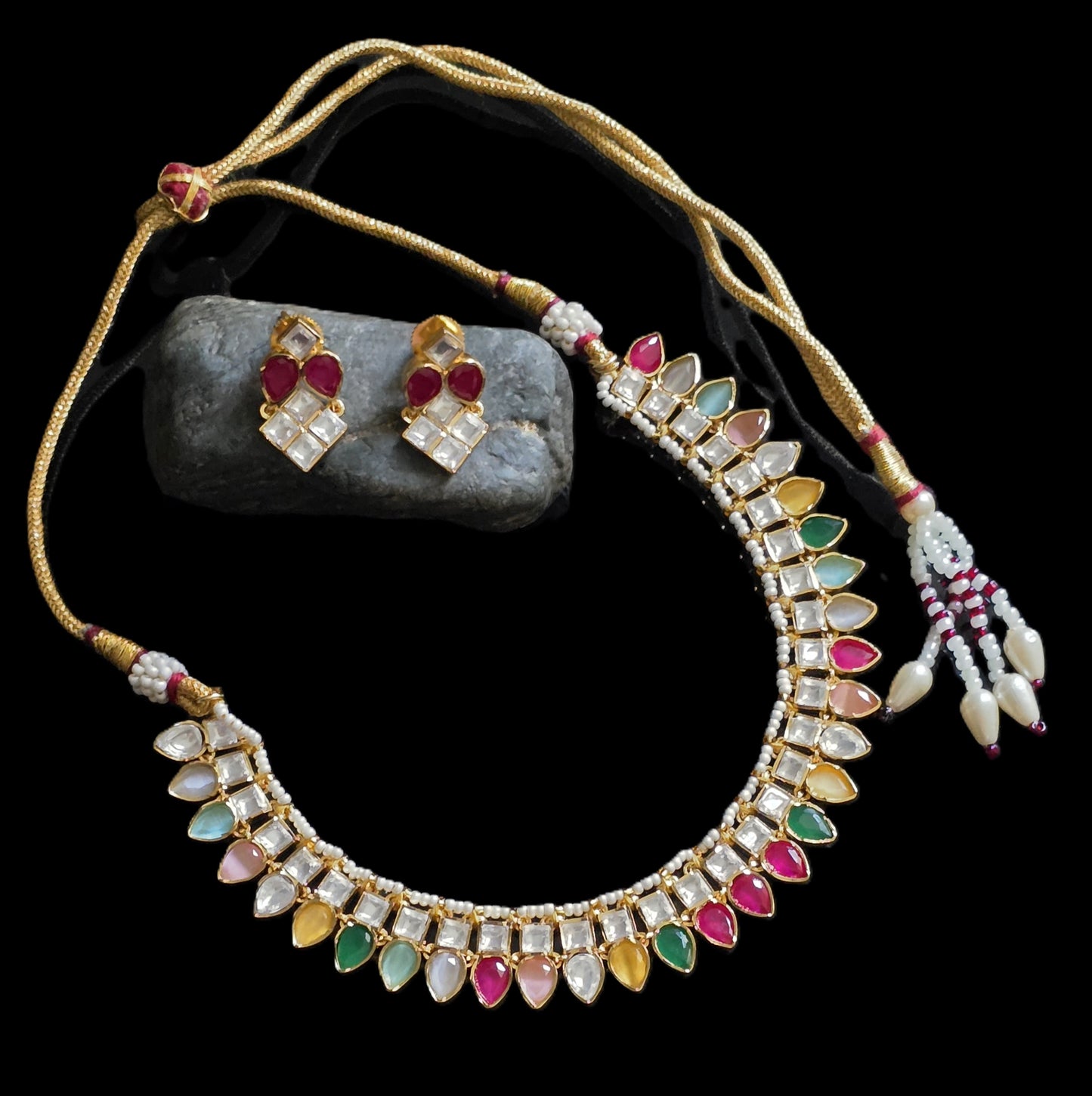 Zara Multicolour Polki Necklace Set