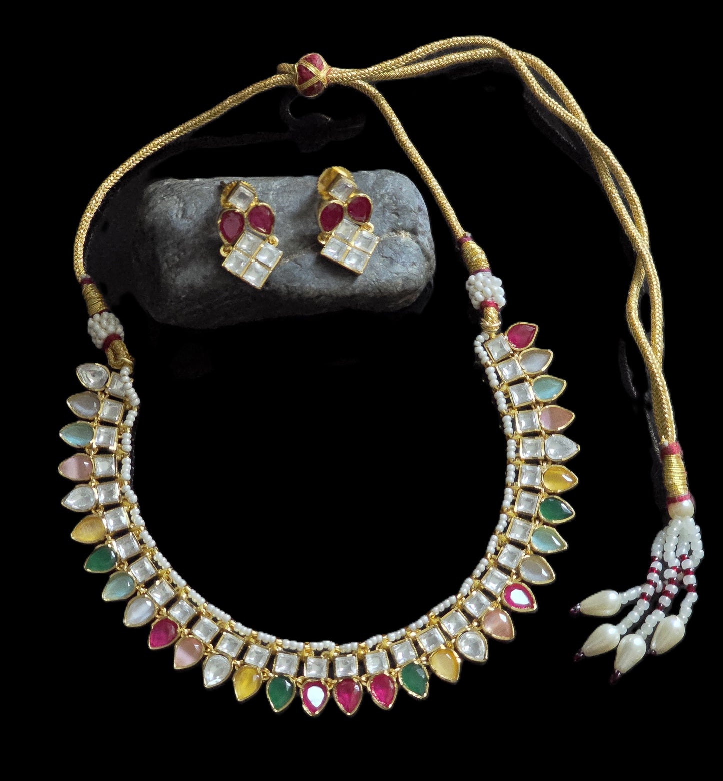 Zara Multicolour Polki Necklace Set