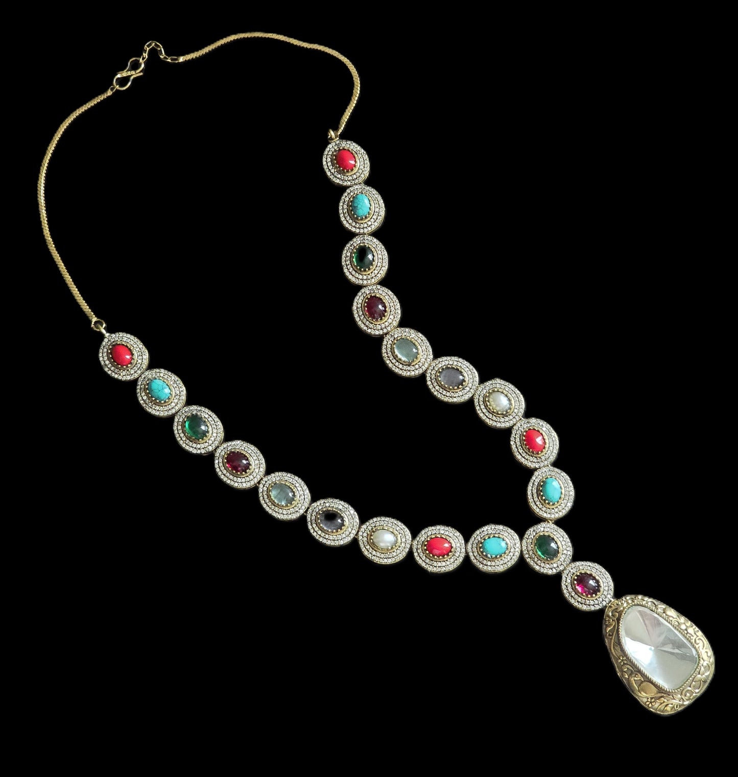 Siya Polki Long Necklace Set