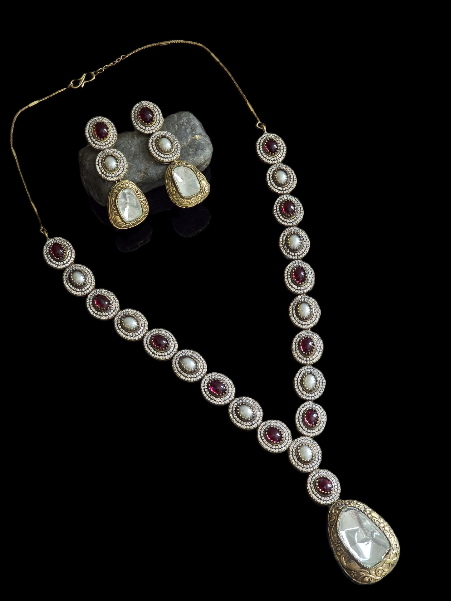 Siya Polki Long Necklace Set