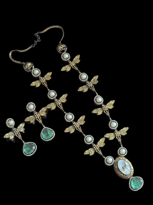 Zara Fusion Necklace Set with MOP & Doublet Stone