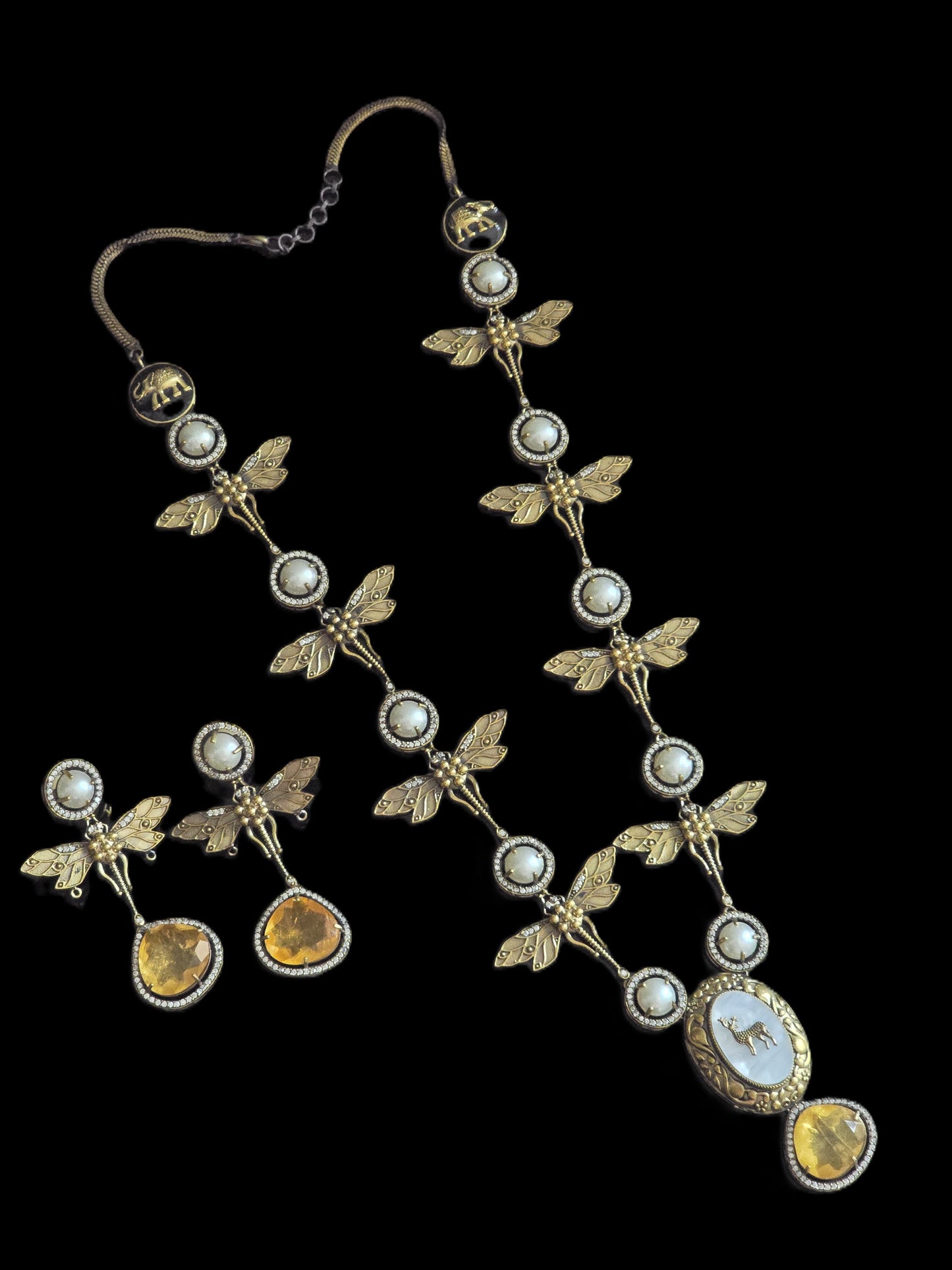 Zara Fusion Necklace Set with MOP & Doublet Stone