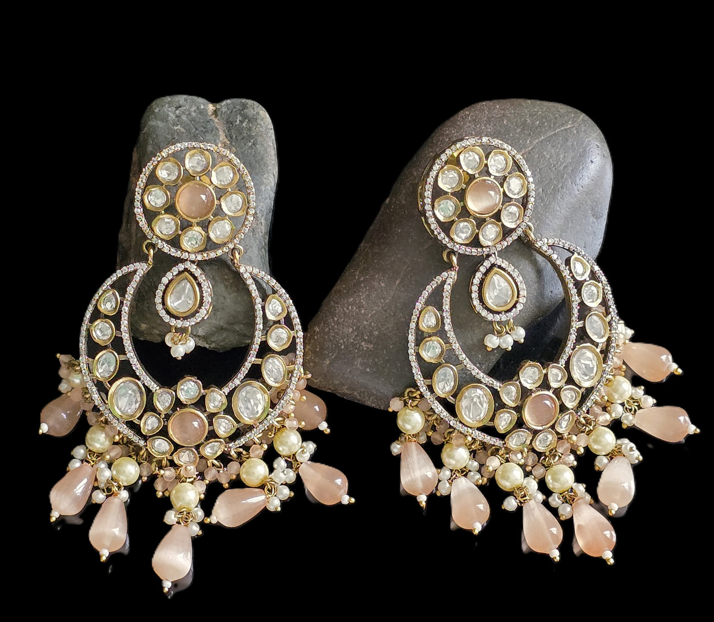 Anarkali Polki Chandbali Earrings