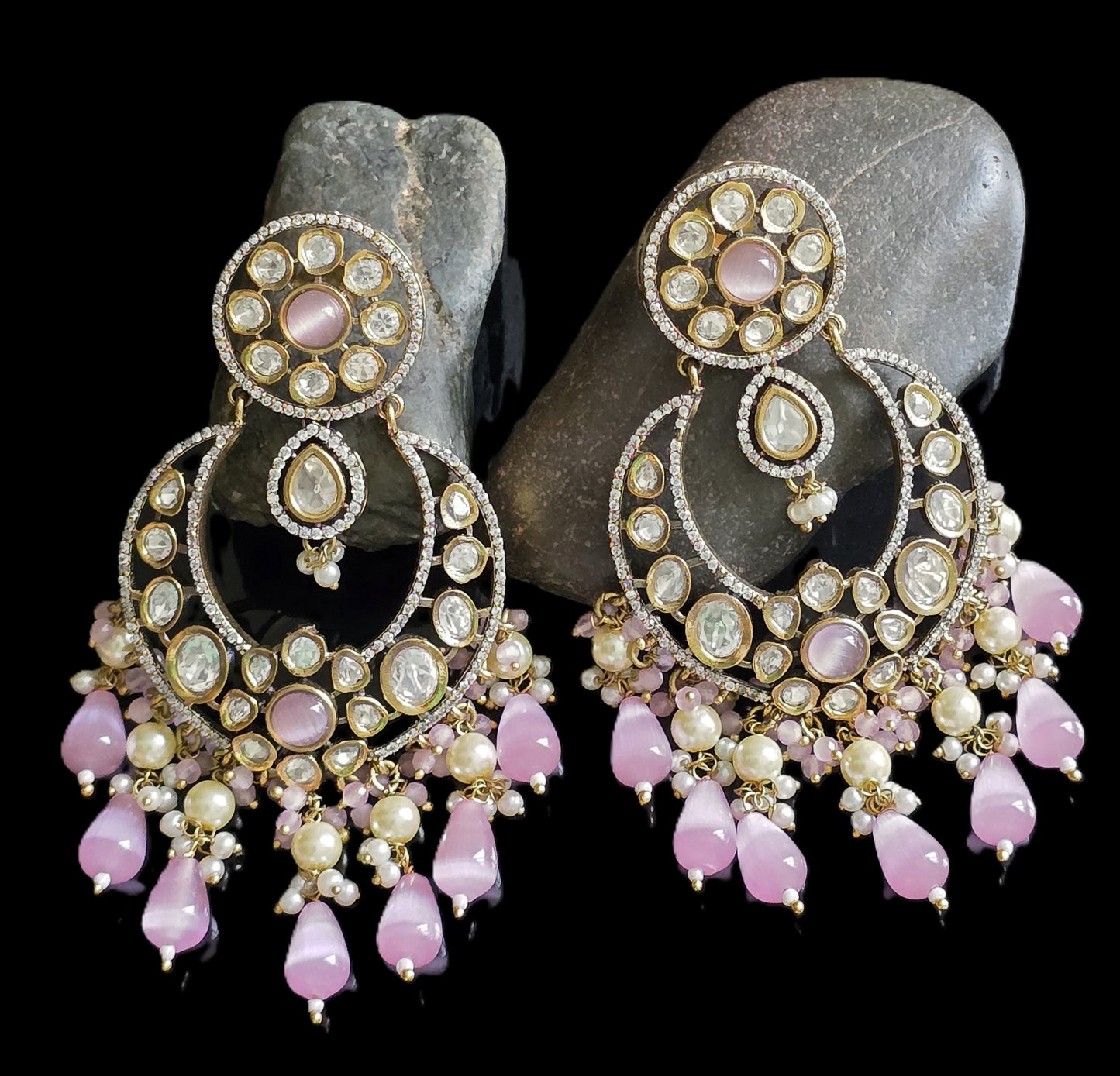 Anarkali Polki Chandbali Earrings