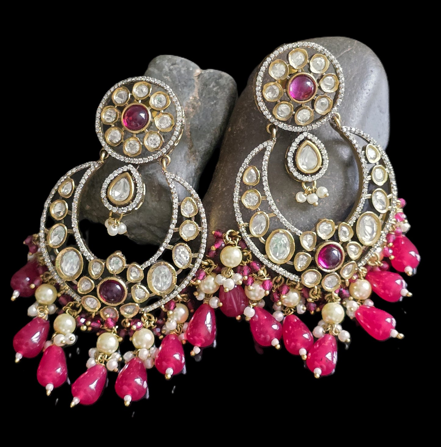 Anarkali Polki Chandbali Earrings