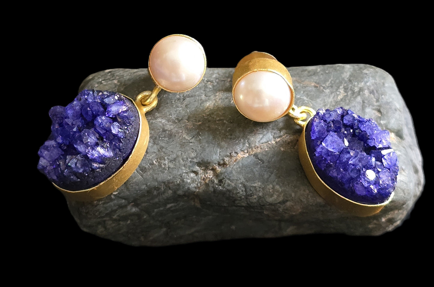 Pearl with Natural Stone Earrings