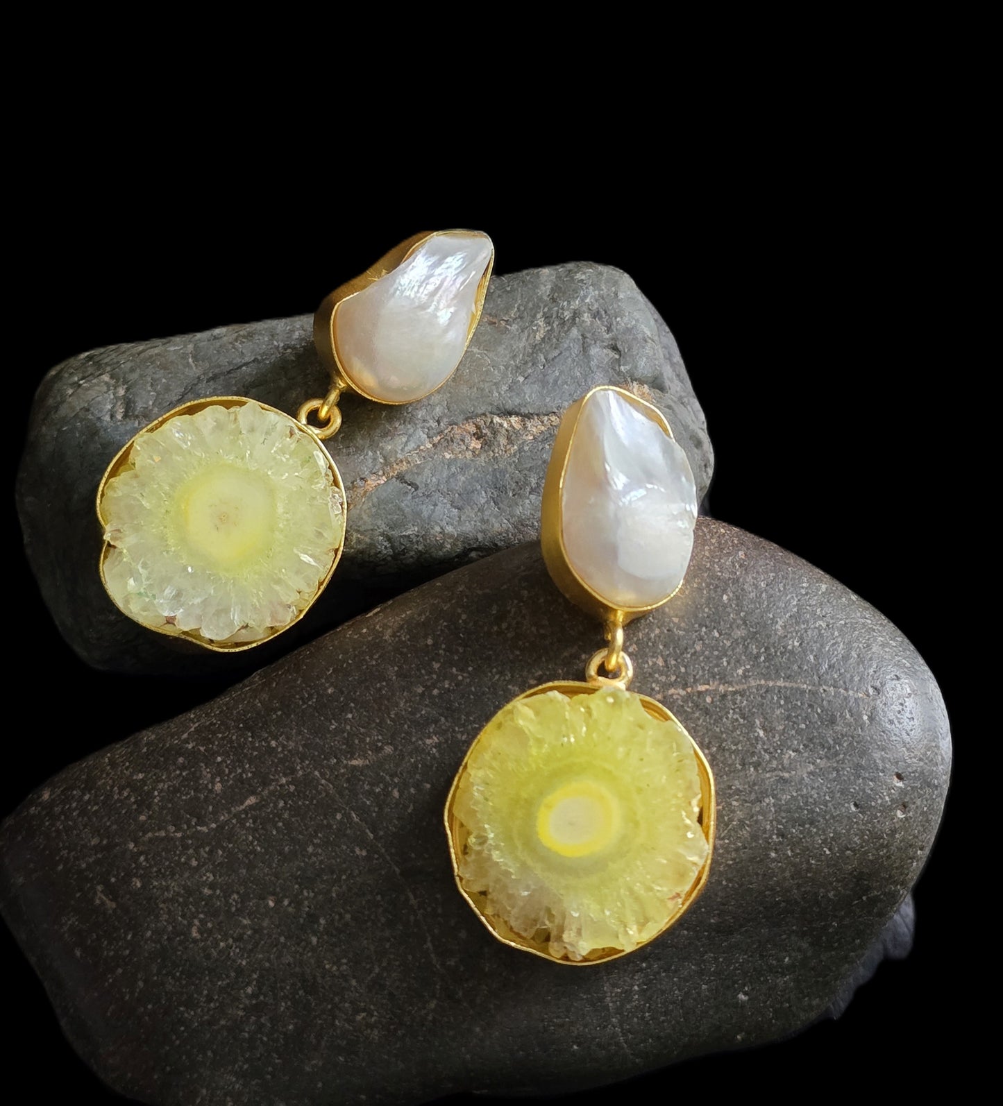 The Baroque Pearl & Stone Dangle Earrings