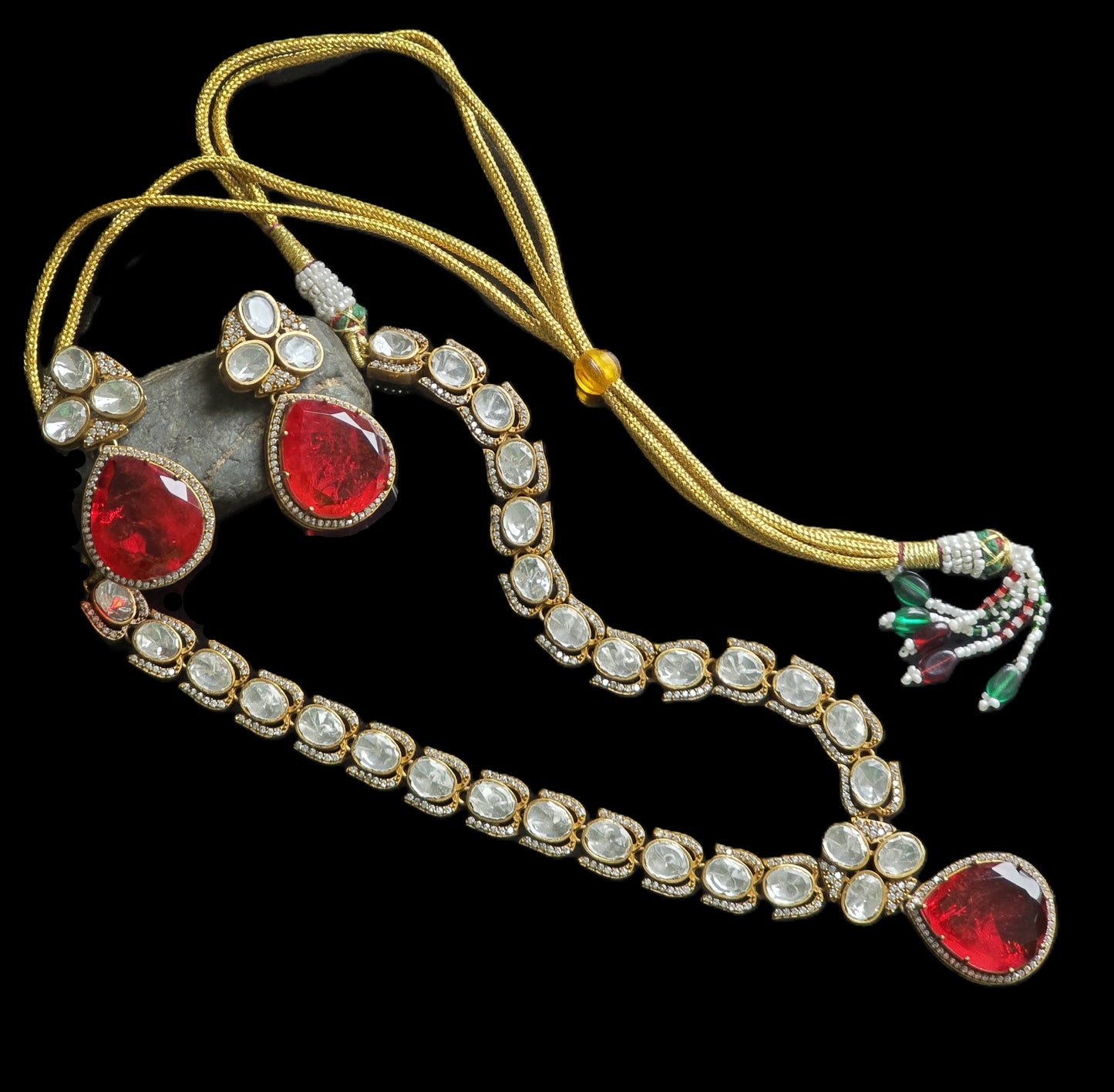 Beatrice Polki Kundan Doublet Stone Necklace Set