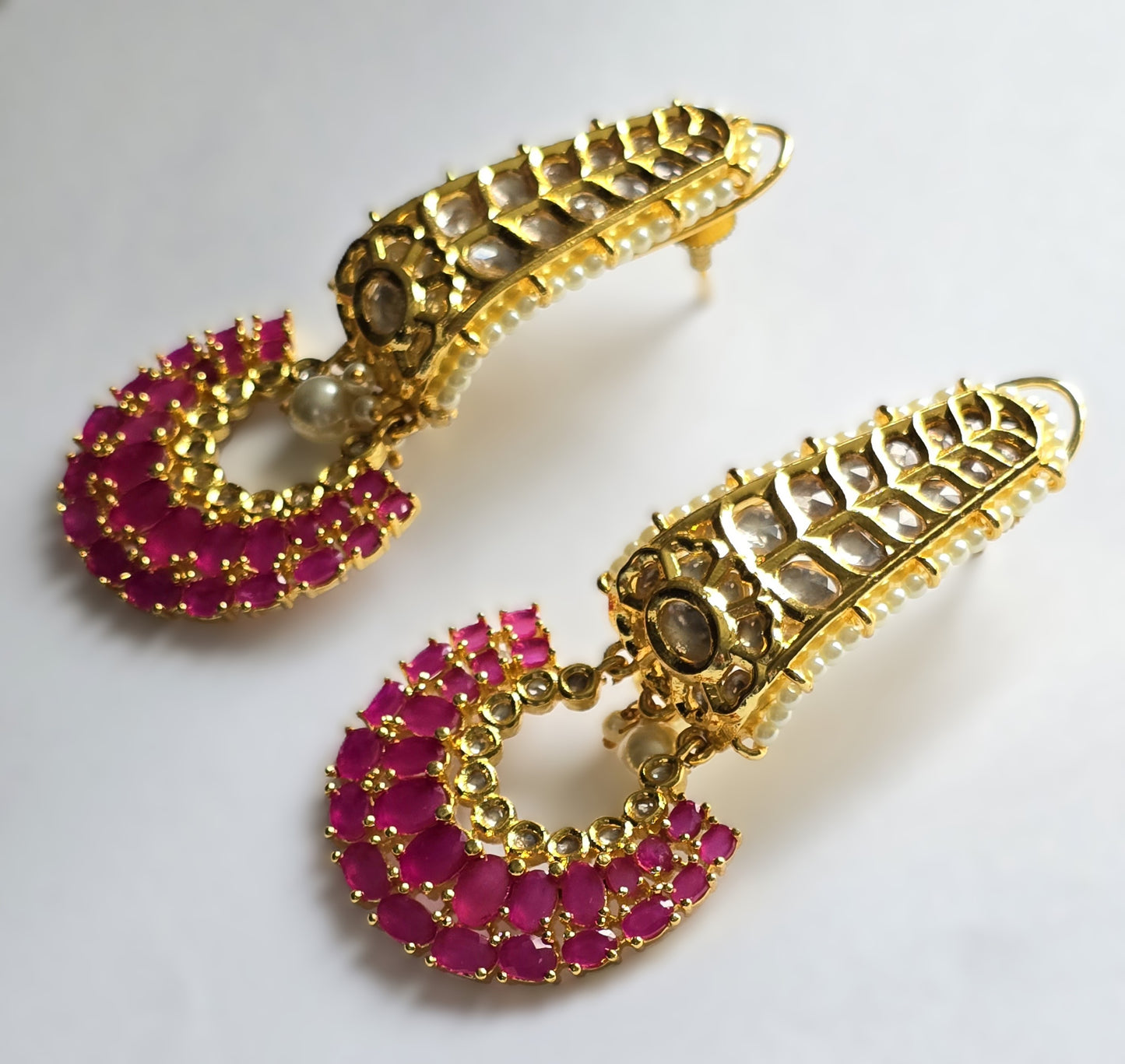 Gold Plated Kundan Dangler Earrings