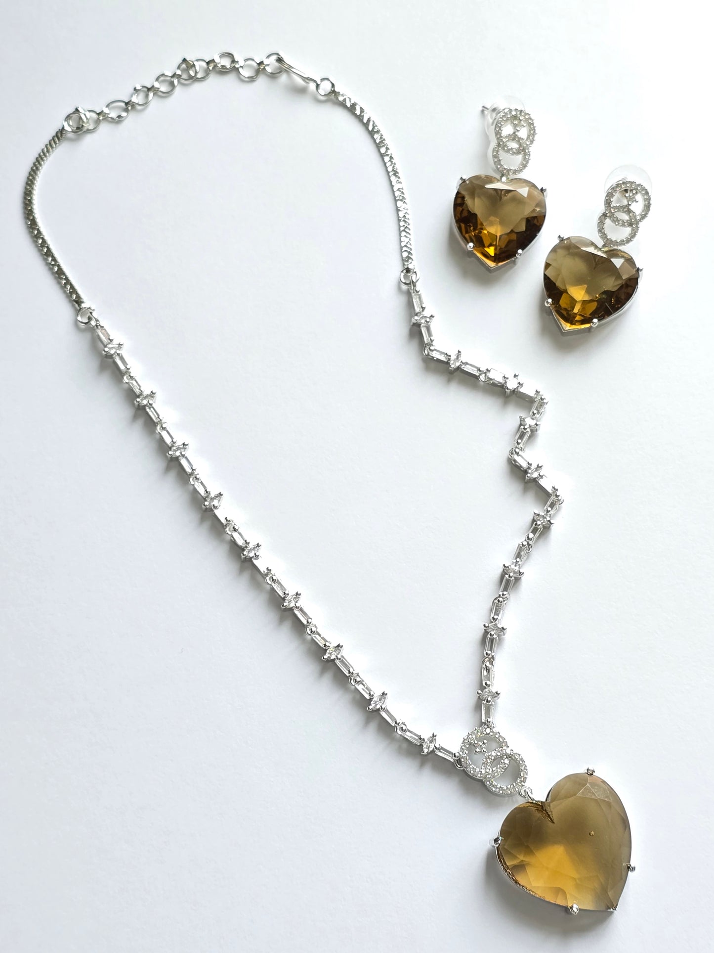Crystal Heart Pendant Set