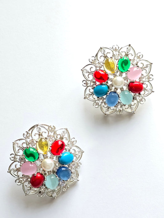 Georgia Giant Navratan Studs Earrings