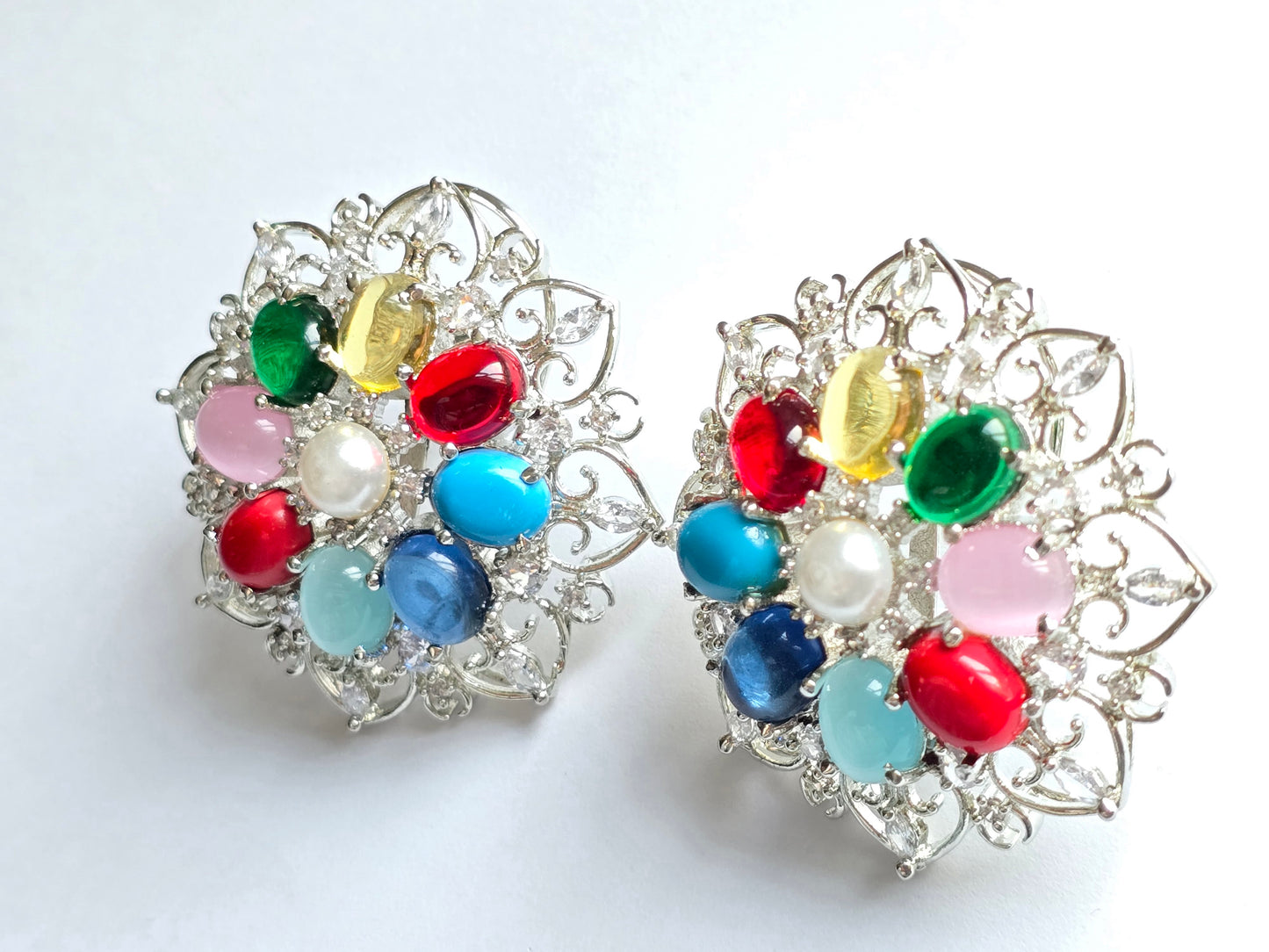 Georgia Giant Navratan Studs Earrings