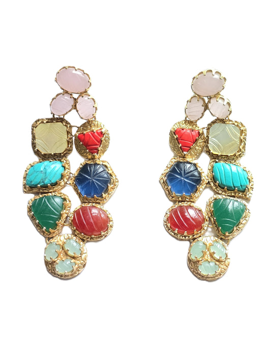 Navratan Natural Stone Statement Earrings