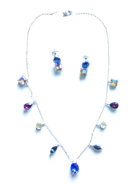 Mollie Mixed Cuts, Multi-Coloured Crystal Necklace Set