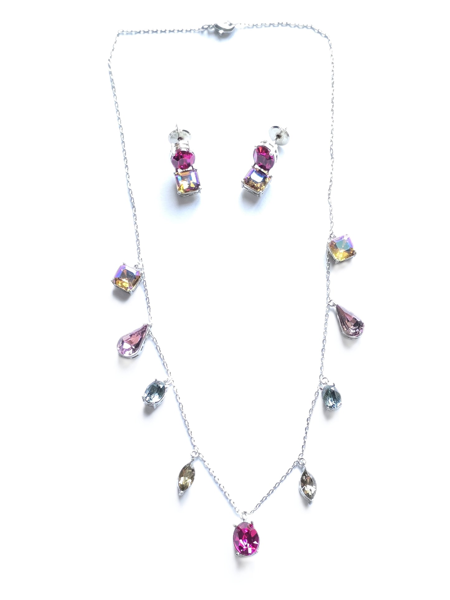 Elsie Mixed Cuts,Multi-Coloured Crystal Necklace Set