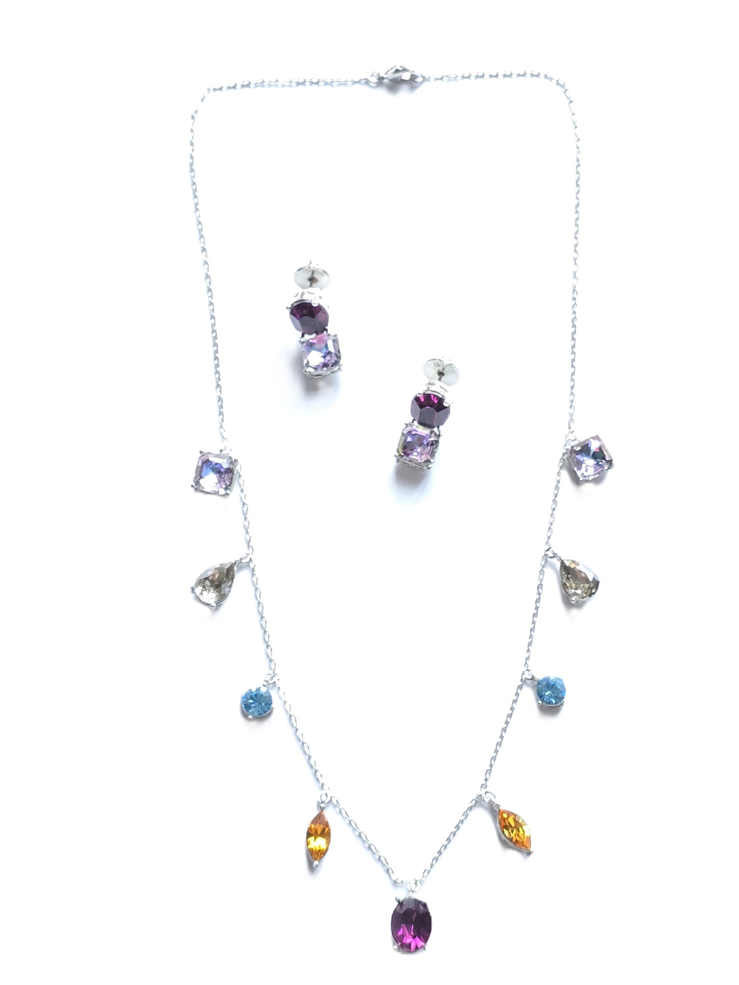 Ellie Mixed Cuts, Multi-Coloured Crystal Necklace Set