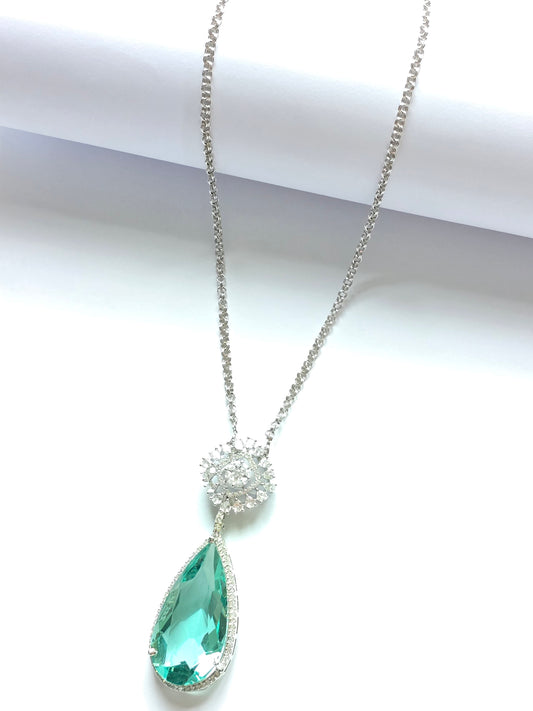 Myla CZ Tear Drop Crystal Pendant Set