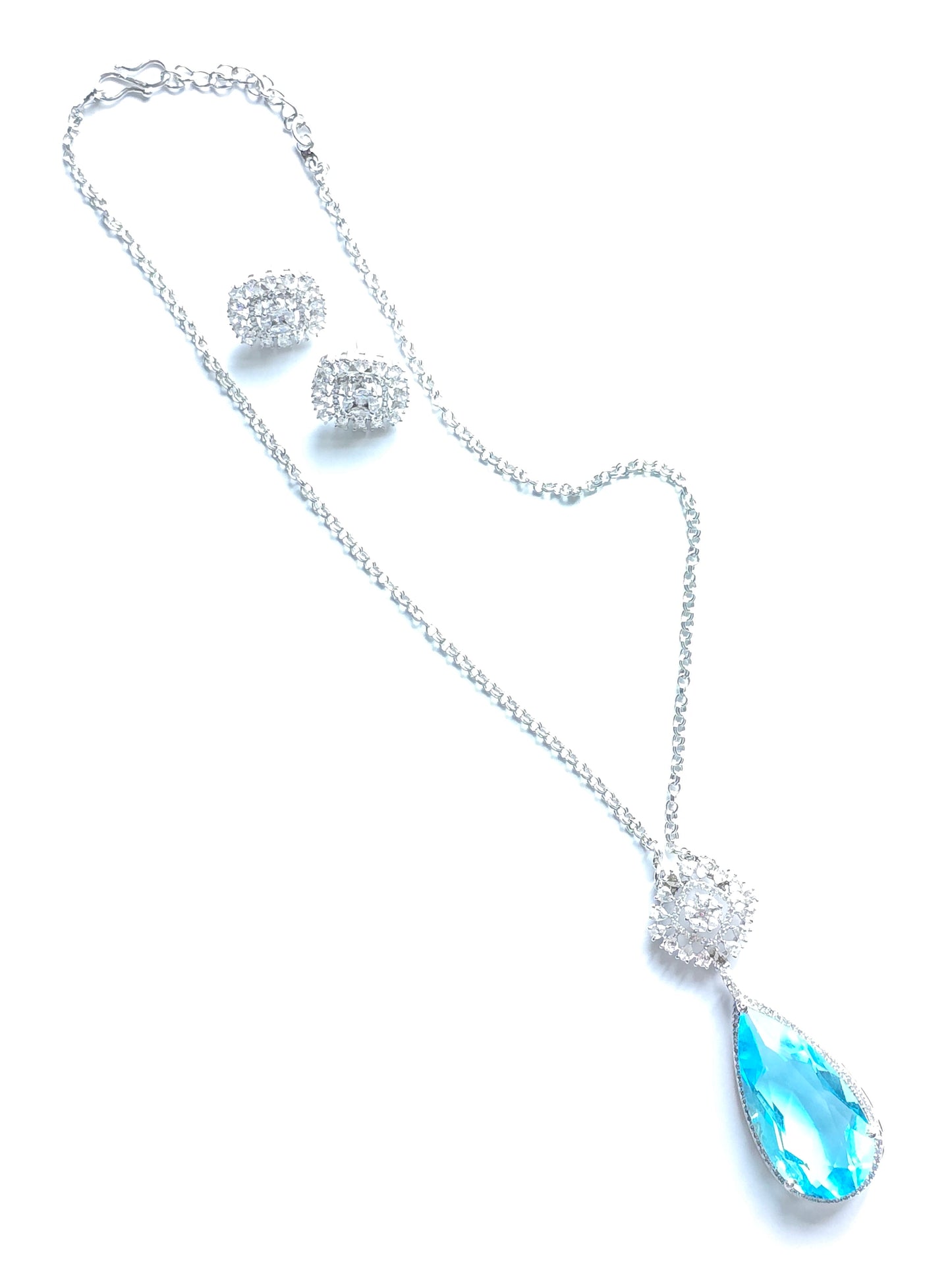 Myla CZ Tear Drop Crystal Pendant Set