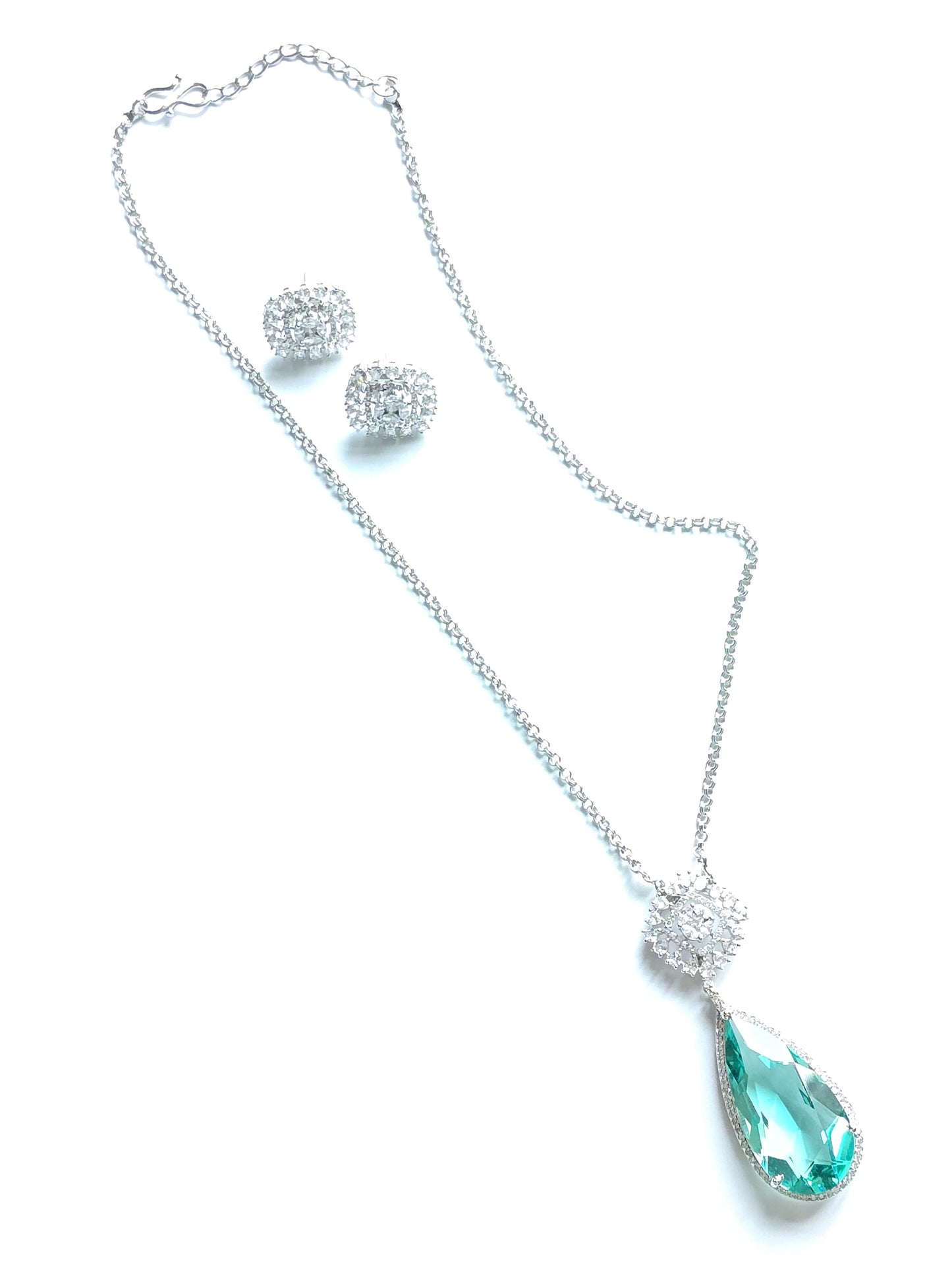 Myla CZ Tear Drop Crystal Pendant Set