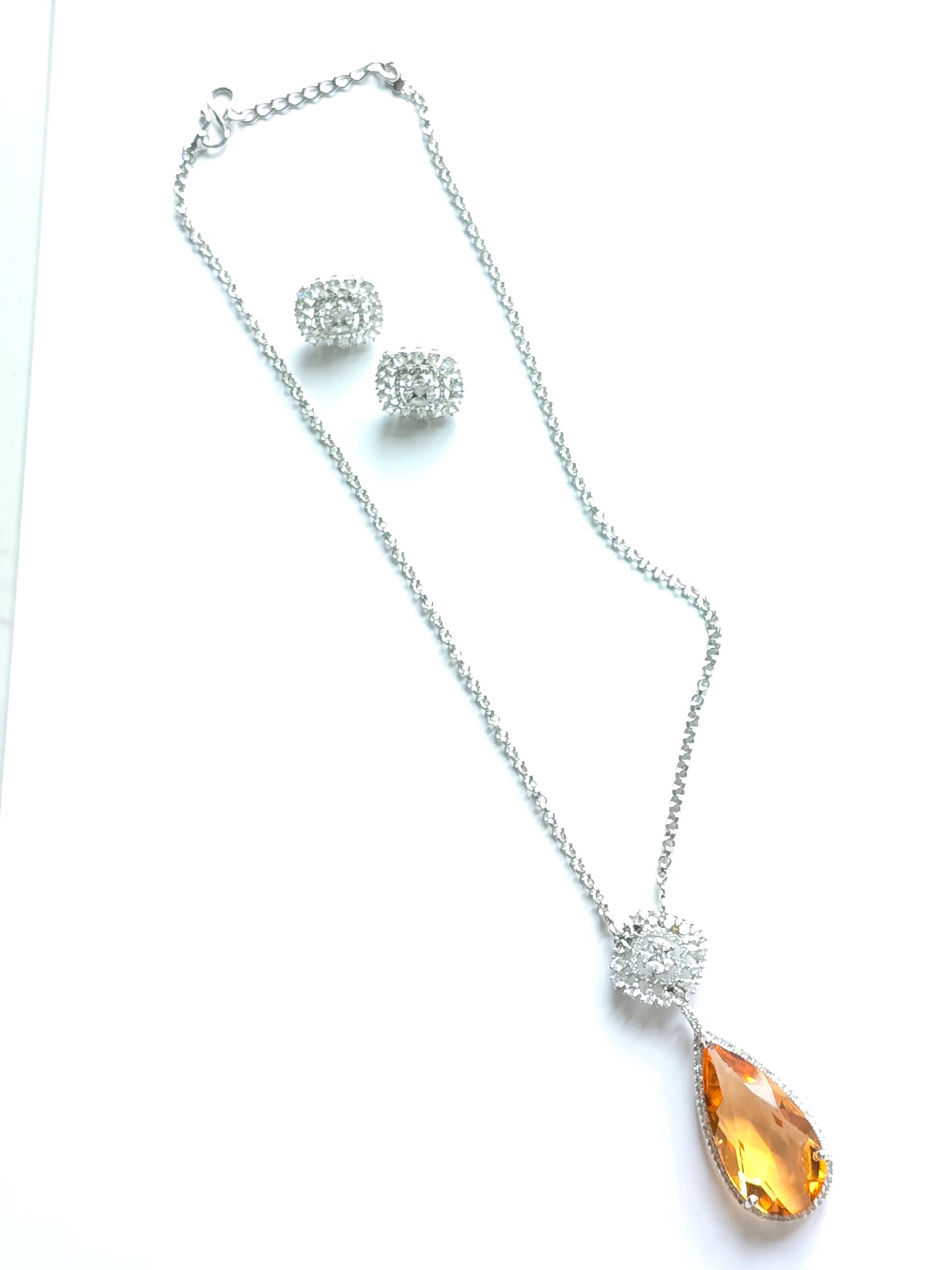 Myla CZ Tear Drop Crystal Pendant Set