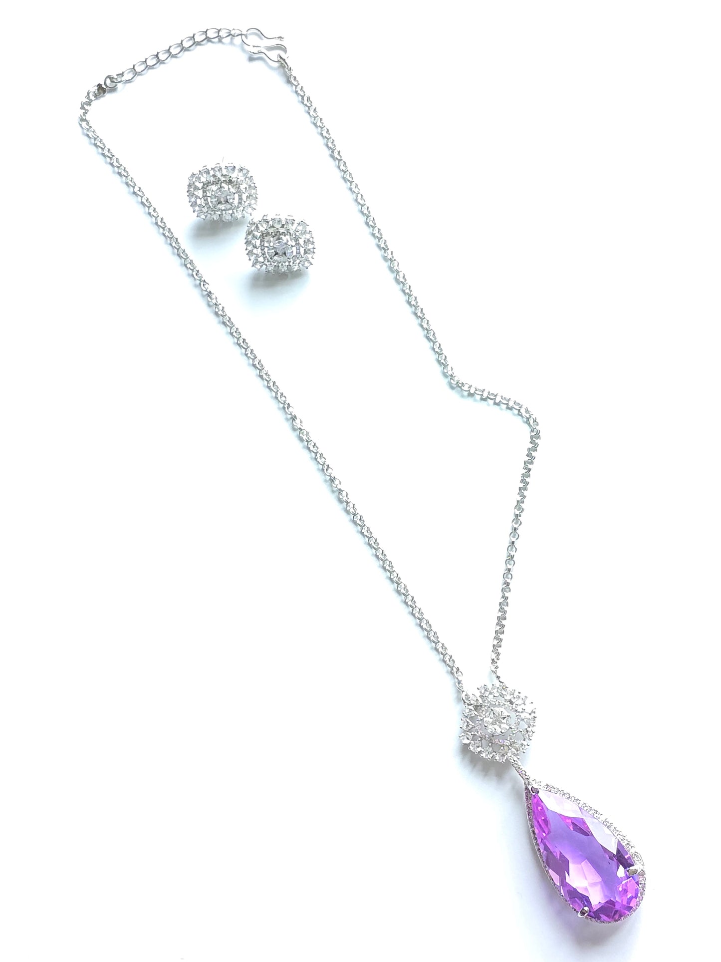 Myla CZ Tear Drop Crystal Pendant Set