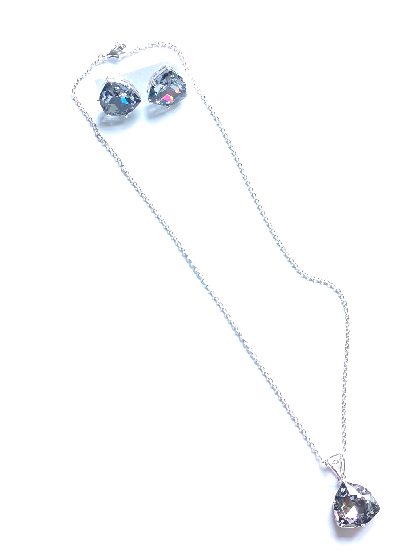 Philomena Solitaire Crystal  Pendant Set with Adjustable Ring