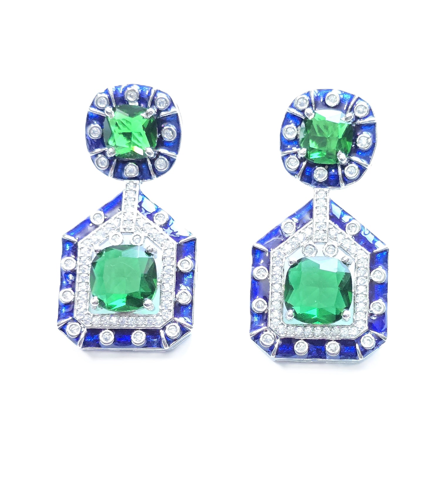 Crystal Dangler with Blue Enamel