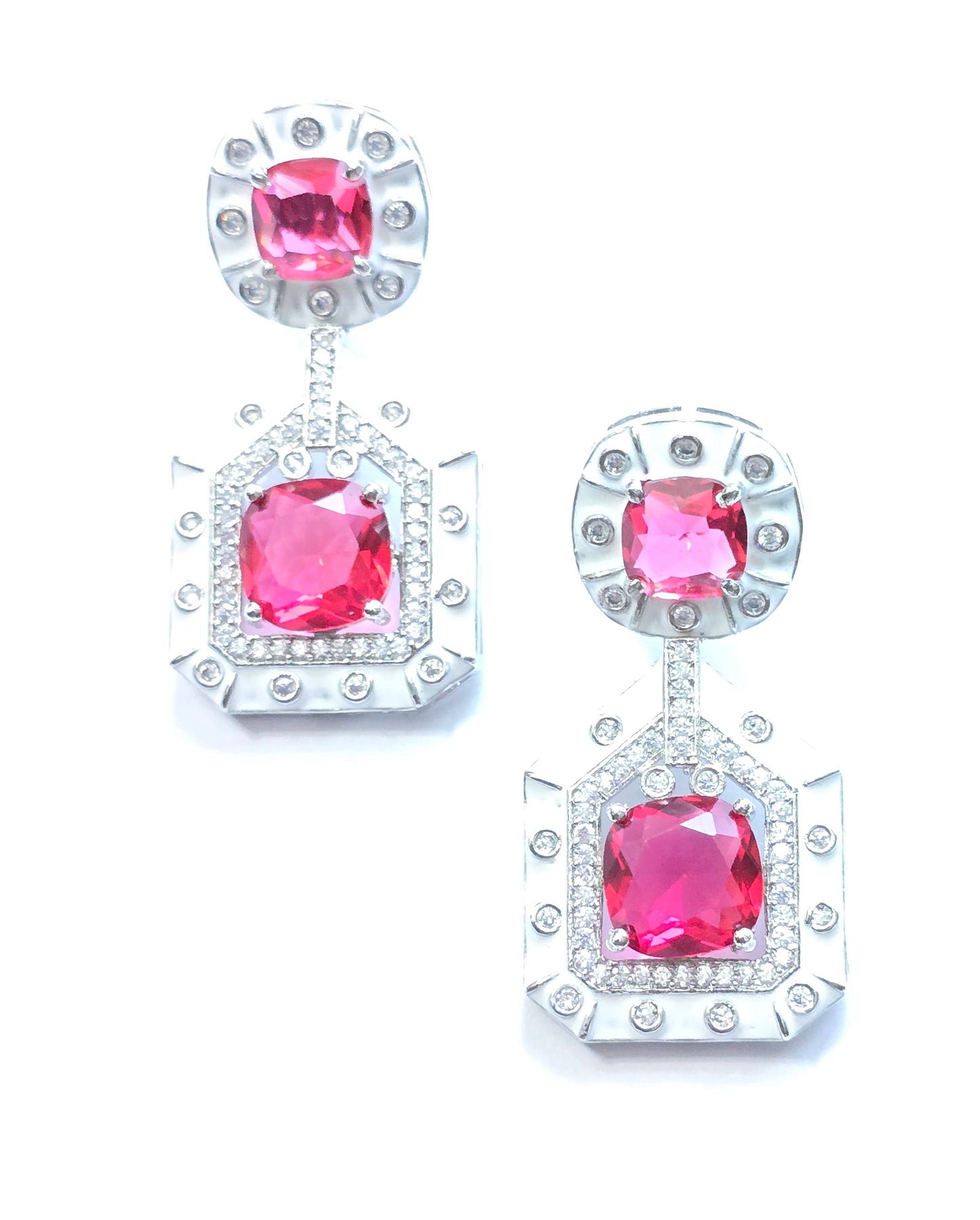 Crystal Dangler with White Enamel